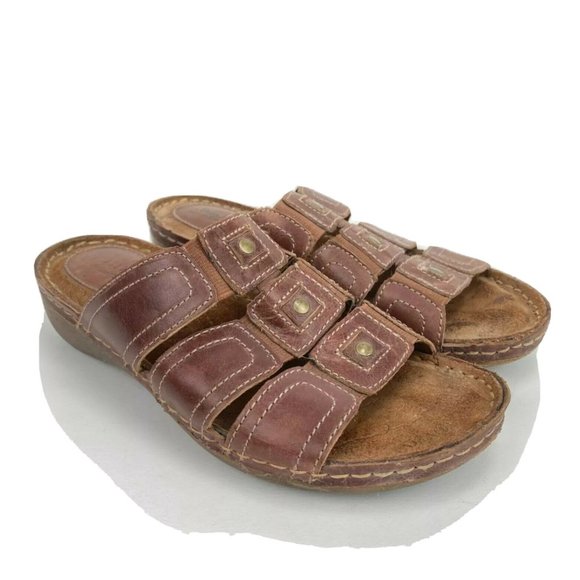 Montana Open Toe Leather Casual Slip On Sandals - Picture 1 of 7
